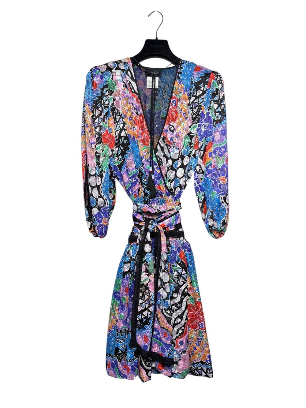 Diane Freis VTG 1980s Colorful Dress With Matching Scarf One Size